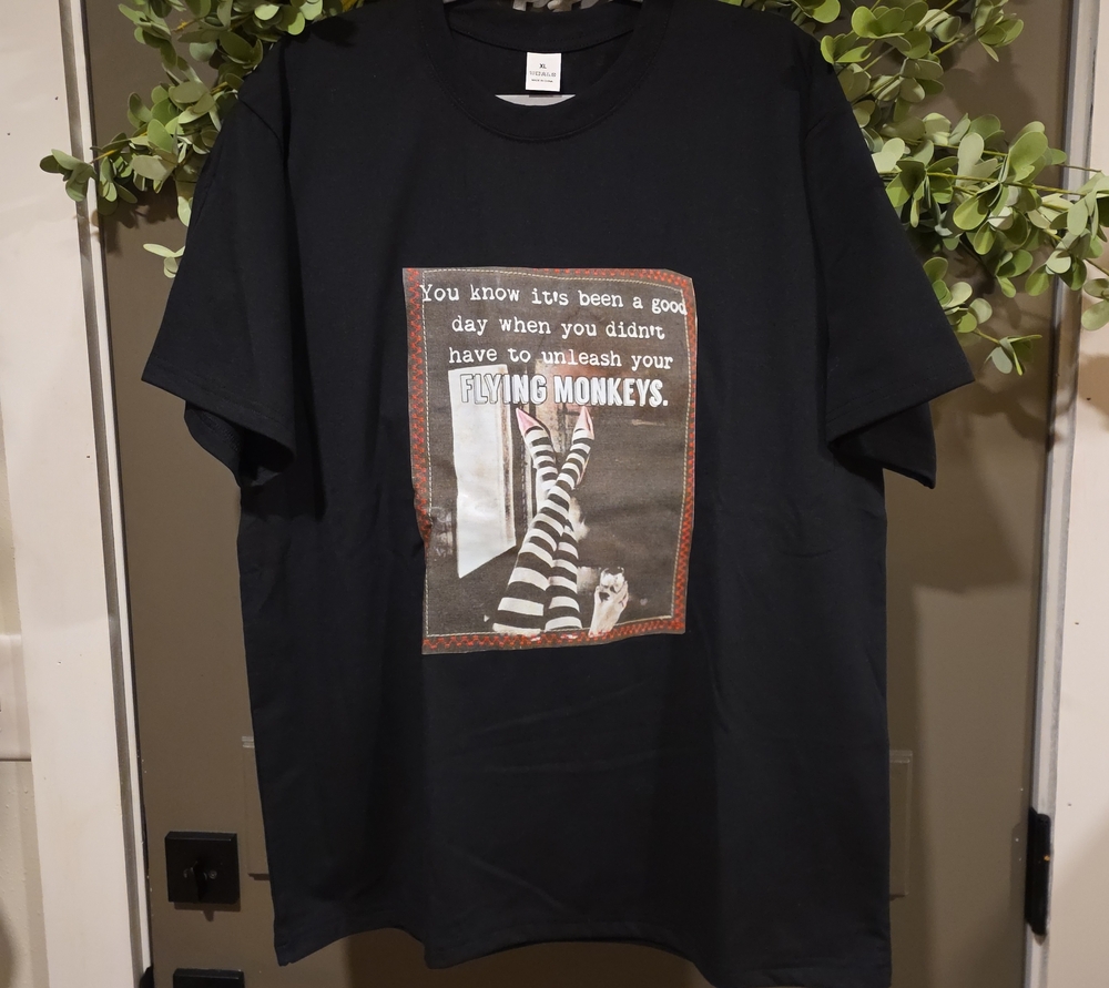 Fun Black Graphic Tee with 'Flying Monkeys' Print